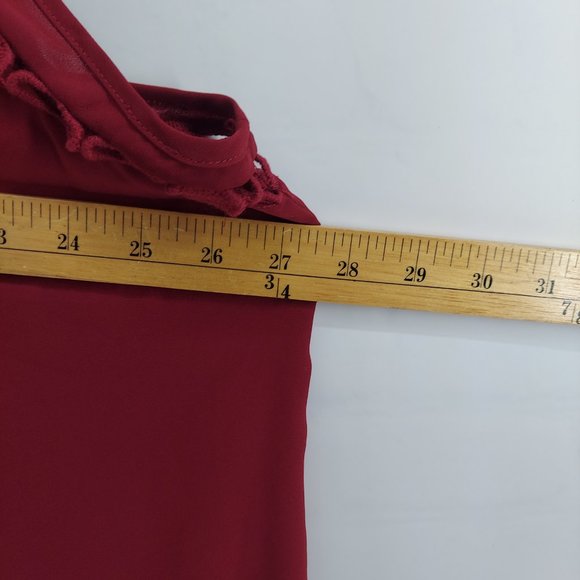 Daniel Raine maroon chiffon Short Sleeve Shirt| Size 2X - Picture 4 of 9